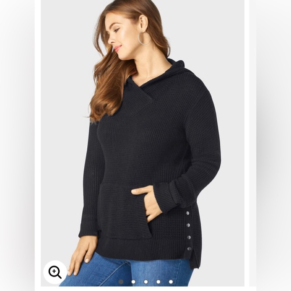 Roaman's Sweaters - Thermal Hoodie Sweater-Black